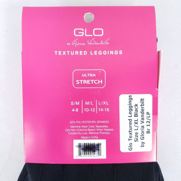 Glo Textured Leggings Size L/XL Black by Gloria Vanderbilt - Picture 4 of 6